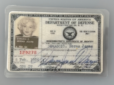 Replica Card: US Army ID Card for 1954 Marilyn Monroe&rsquo;s Visit to US Troops in South Korea