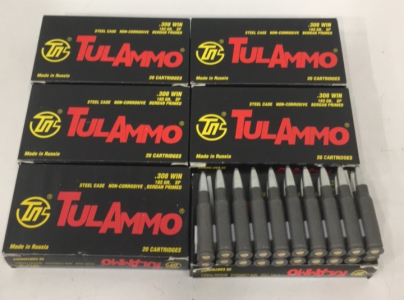 (100) Tulammo .308 Win 165GR Steel Case Ammunition Cartridge’s