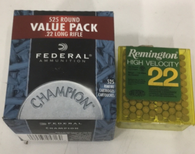 (525) Federal .22LR Hollow Point 36gr Ammunition Cartridge’s (100) Remington High Velocity .22LR Ammunition Cartridge’s