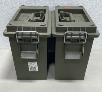 (2) 12” x 6”x 10” Green Plastic Ammo Boxes