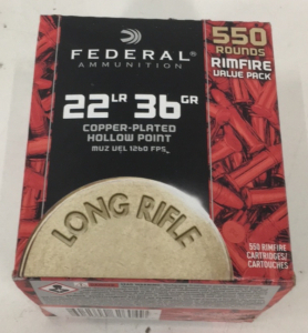 (550) Federal Ammunition .22LR 36GR Copper Plated Hollow Point Ammunition Cartridge’s