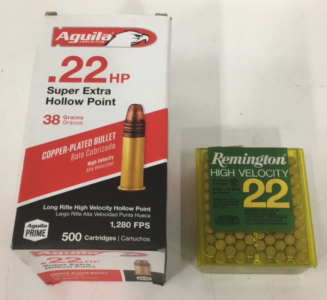 (500) Aguila .22LR Super Extra Hollow Point 38gr Ammunition Cartridge’s (100) Remington High Velocity .22LR Ammunition Cartridge’s