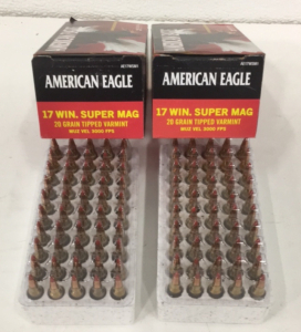 (100) American Eagle 17 Win. Super Mag 20GR Tipped Varmint Ammunition Cartridges