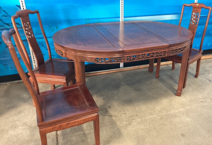 Beautiful Wood Dining Table w/ Leaf and (3) Chairs