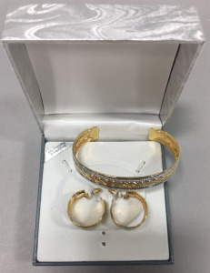 Gold And Silver Tone Bracelet And Matching Earrings