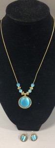 Blue Jewel Necklace With Matching Earrings