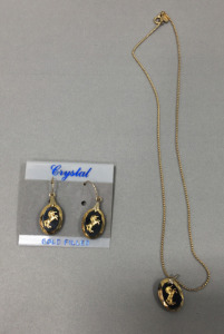 Gold Filled Horse Necklace And Earrings