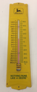 Vintage John Deere &ldquo; Nothing Runs Like a Deere&rdquo; Advertising Metal Thermometer Sign