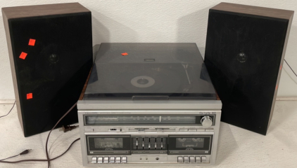 Realistic Dual Cassette Music System Clarinette 120 With Record Player With 2 Speakers