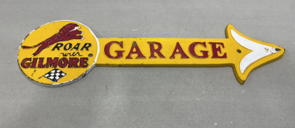 (1) 15-1/2&rdquo; x 4-1/2&rdquo; Cast Iron Roar With Gilmore Garage Arrow