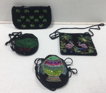 (4) Small Beaded Purses