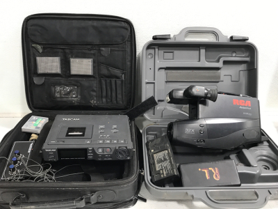 (1) Tasman Digital Audio Tape Recorder W/Microphone Mixer & Case (1) RCA AutoShot ColorView Video Camera & Case