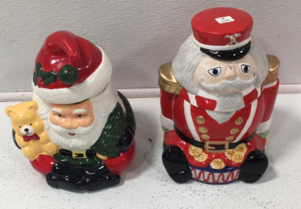 (1) Ceramic Santa Claus Cookie Jar, (1) Gibson Nutcracker Cookie Jar