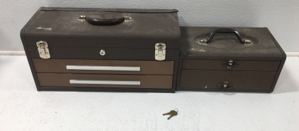 (2) Brown Tool Boxes Both Come With Key