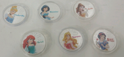 (6) Walt Disney Princesses Silver Plated New Zealand 2020 Coins