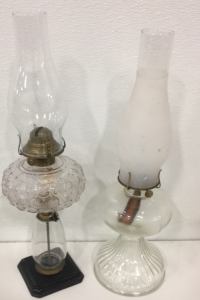 (2) Antique P&A MFG. Glass 18.5&rdquo;-19&rdquo; Oil Lamps