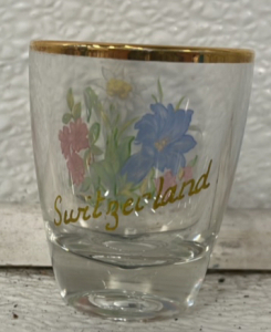 (1) Vintage Molded Glass Soup Toureen, (6) Set Of Swiss Flower Cordial Glasses