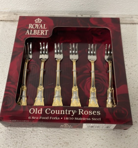 Set Of 6 Royal Albert Old Country Rose Sea Food Forks