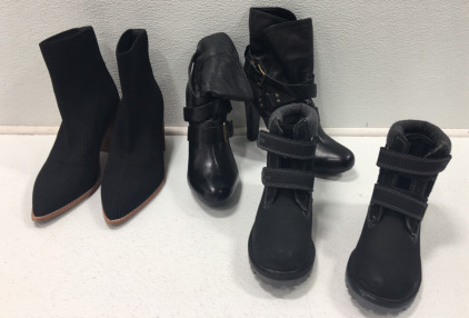 (2) Womens Boots, (1) Childrens Boots