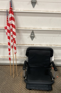 (1) Quest Game Spectator Cushion Chair, (3) USA Small Flags