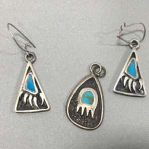 Paw Charm With Matching Earrings