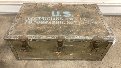 Wood US Army Field Locker Trunk