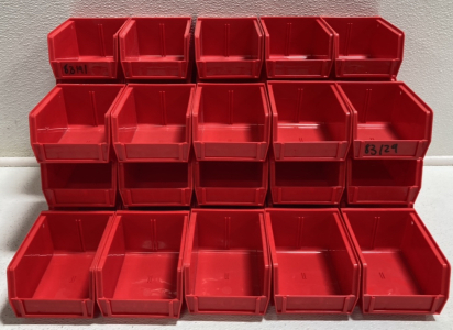 (40) 4&rdquo;x5&rdquo;x3&rdquo; Red Stacking Storage Bins