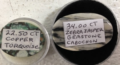 (1) 22.50CT Copper Turquoise (1) 34.00CT Zebra Jasper Gemstone Cabochon