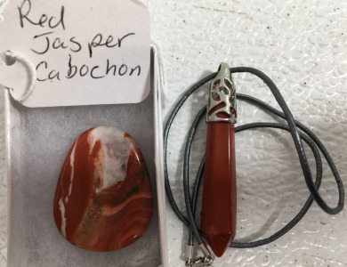 (1) Red Jasper Cabochon (1) Red Jasper Necklace