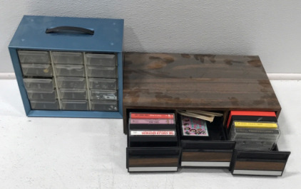Lots Of Various Nuts And Bolts With Hardware Box With Cassette Tapes With Box